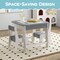 Kids Activity Table and Chair Set with Storage Grey Wooden Play Table with Double-Sided Top